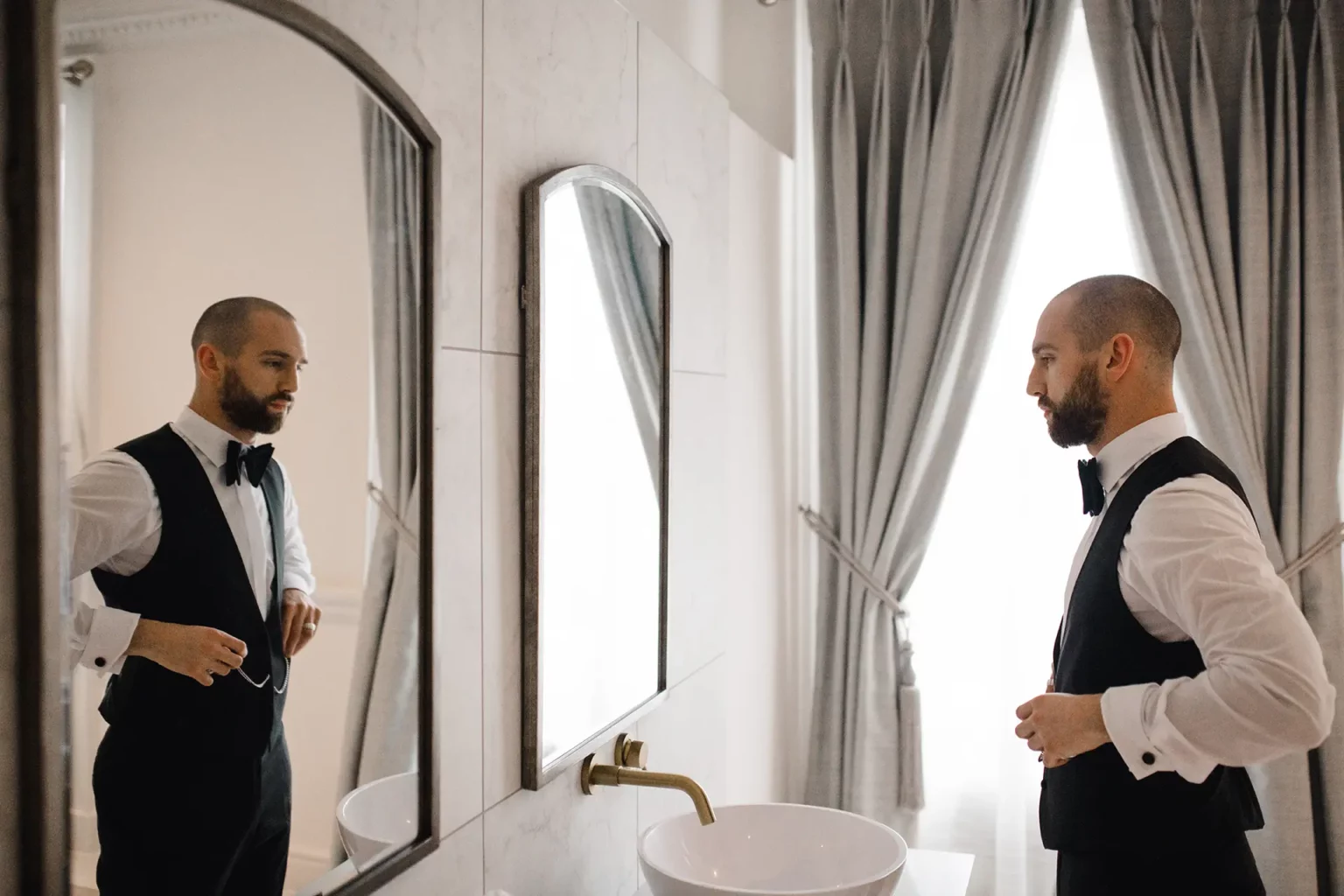 Old Palace Chester Groom Wedding Prep