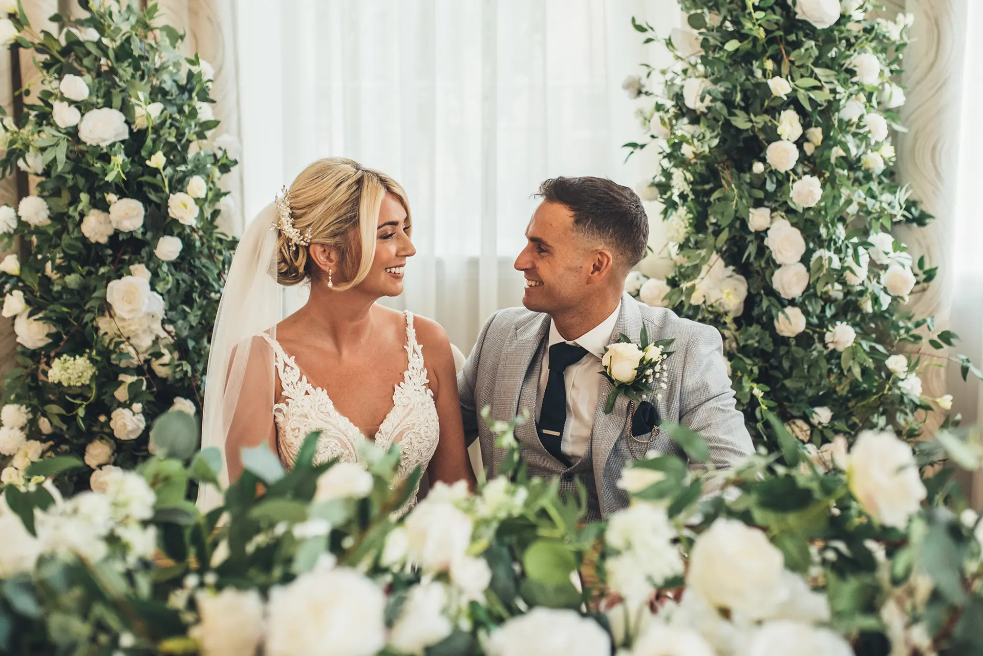 Old Palace Chester wedding ceremony bride and groom