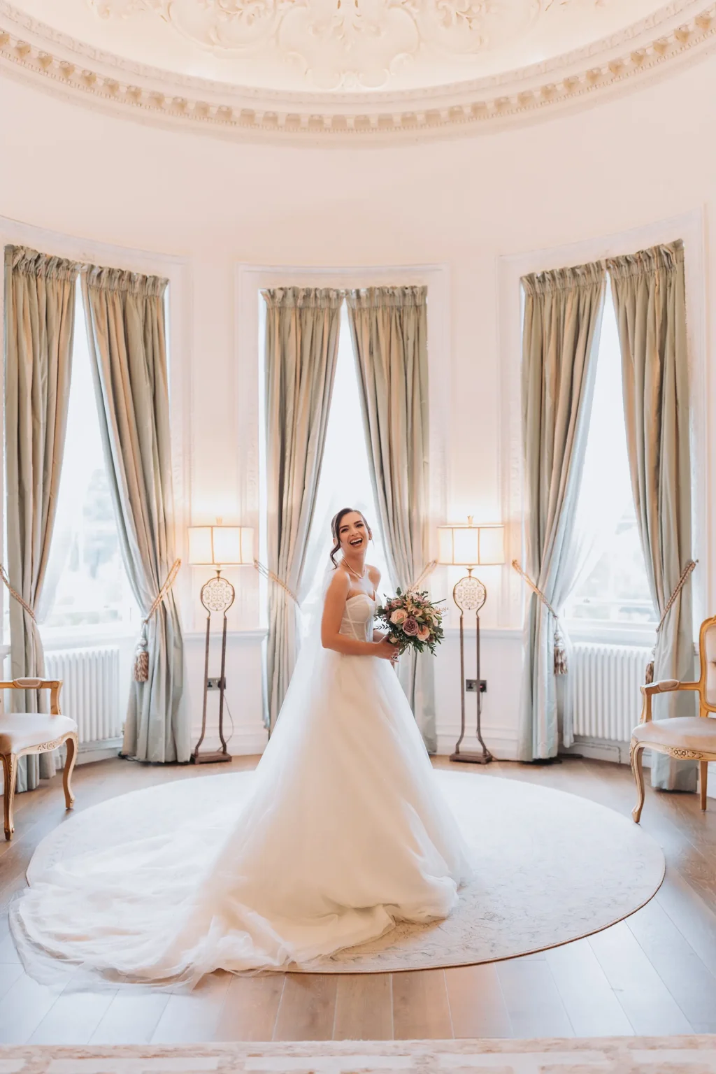 Bride getting ready in the honeymoon suite at Old Palace Chester
