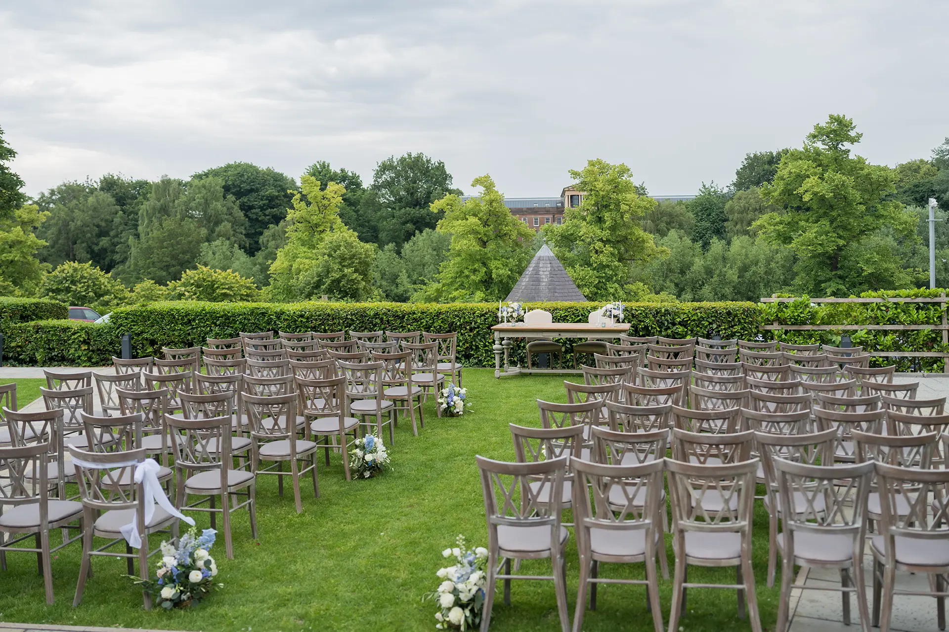 Outdoor wedding ceremony space at Old Palace Chester