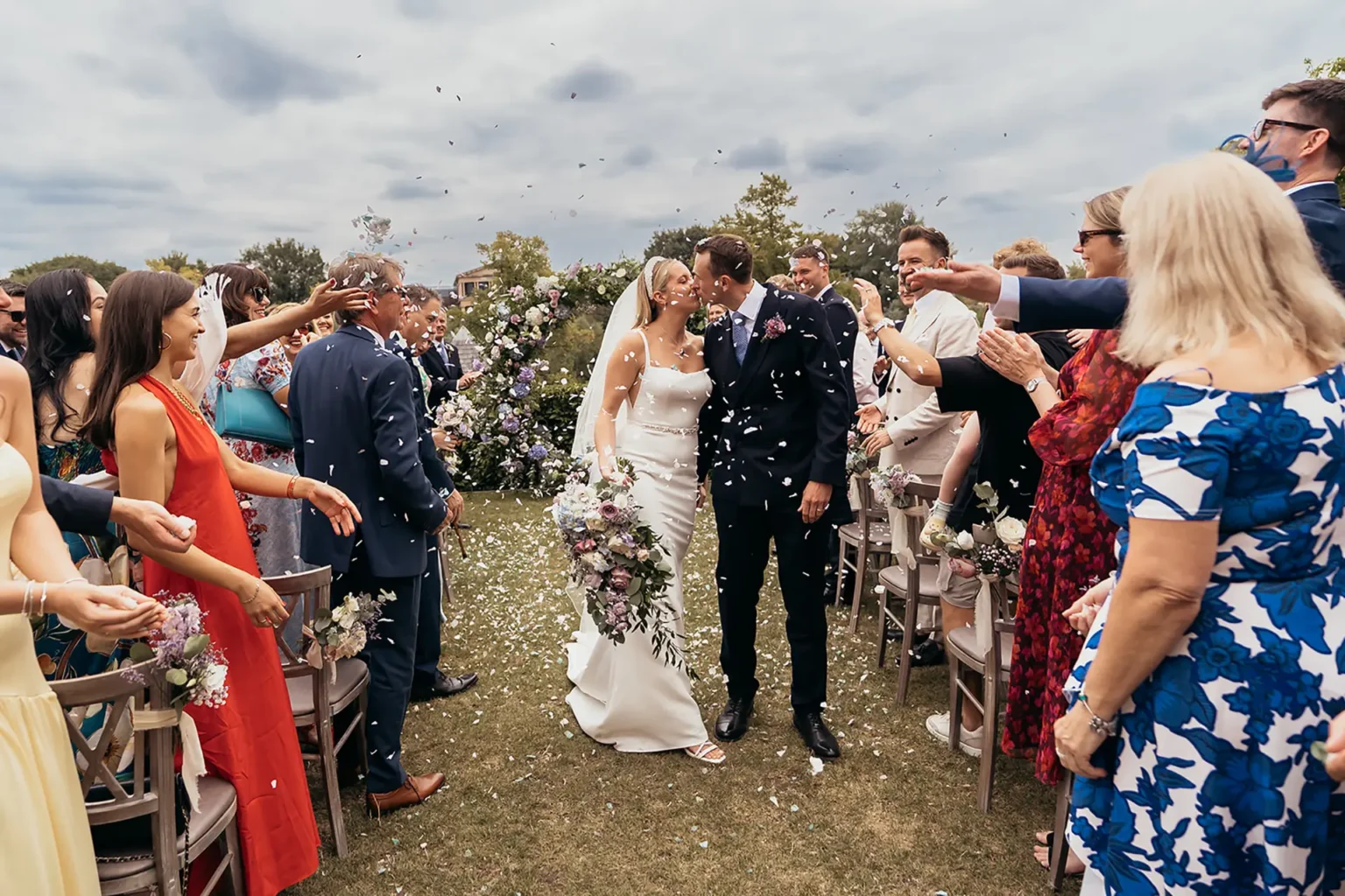 old palace chester outdoor ceremony confetti