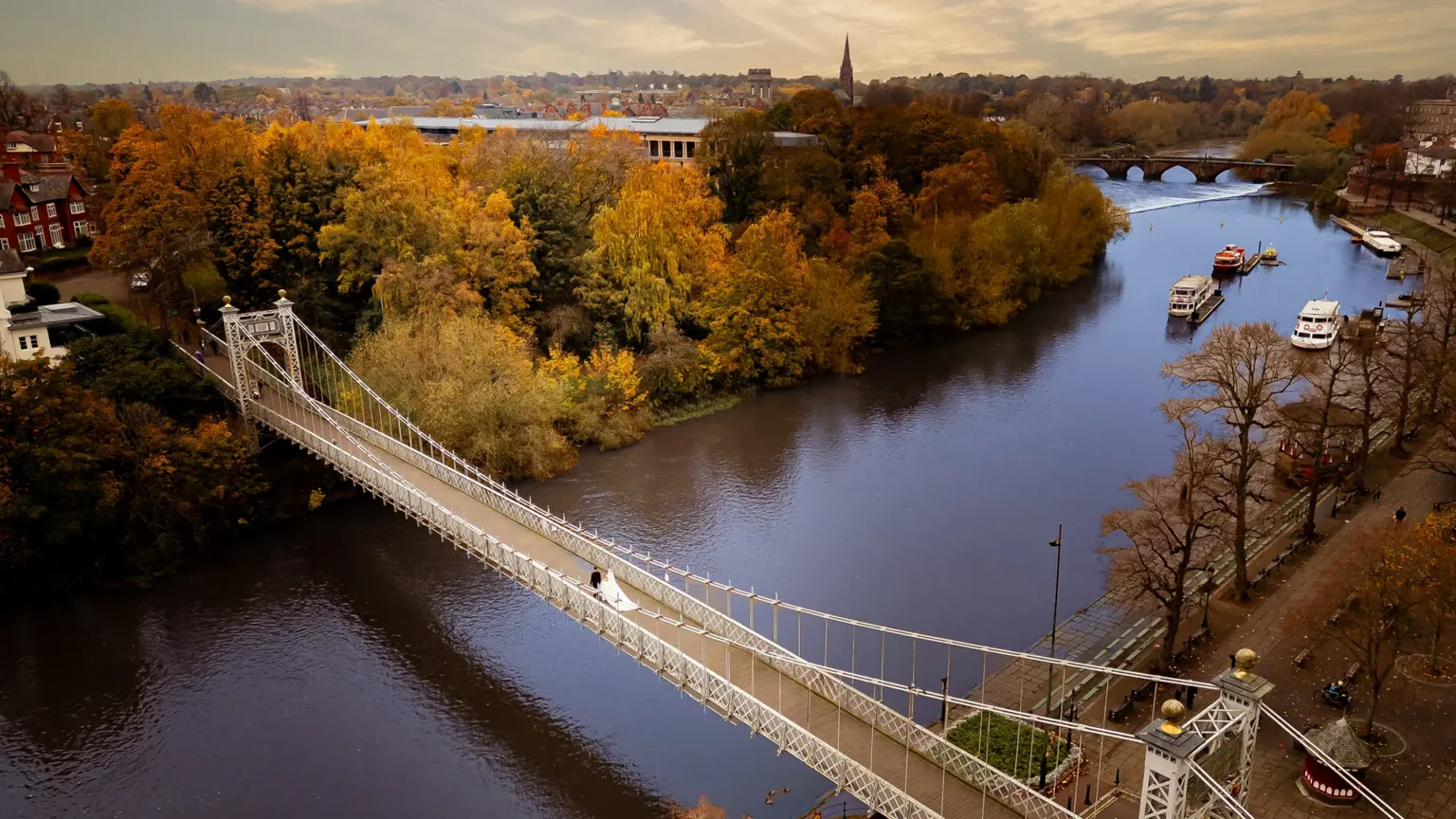 old palace chester suspenson bridge evening